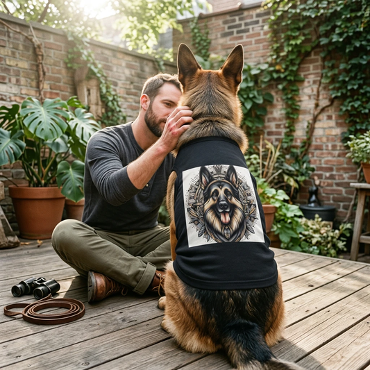 German Shepherd Metal Leaves Pet Tank Top Pets Printify