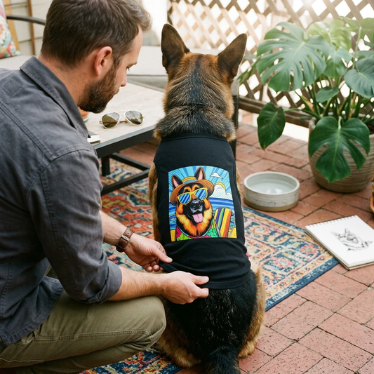 German Shepherd Vacation Dog Tank Top Pets Printify