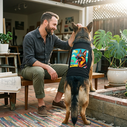 German Shepherd Beach Day Dog Tank Top Pets Printify