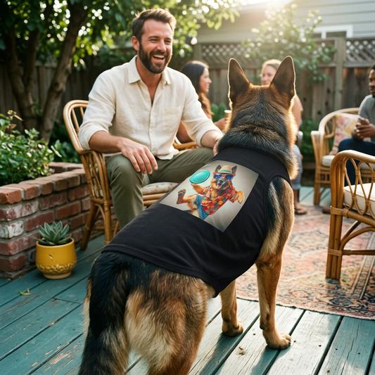 German Shepherd Dancing Fun Shirt For Dogs Durable Comfortable Athletic Tank Top Pets Printify