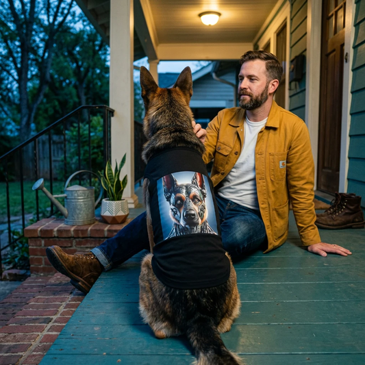 German Shepherd Bionic Man Pet Tank Top Pets Printify