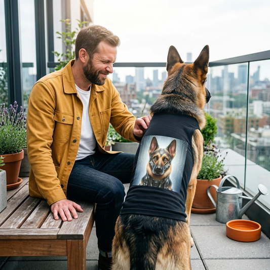 German Shepherd Metal Robot Pet Tank Top Pets Printify