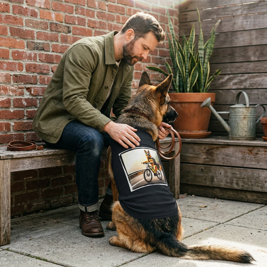 German Shepherd Bicycle Pet Tank Top Pets Printify