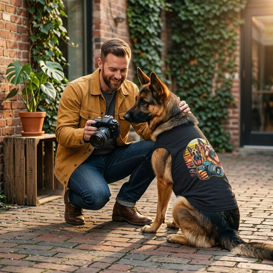 German Shepherd Photographer Pet Tank Top Pets Printify