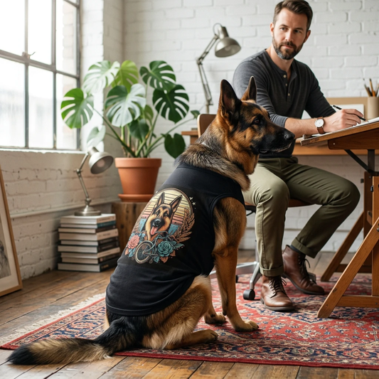 German Shepherd Floral Print Pet Tank Top Pets Printify