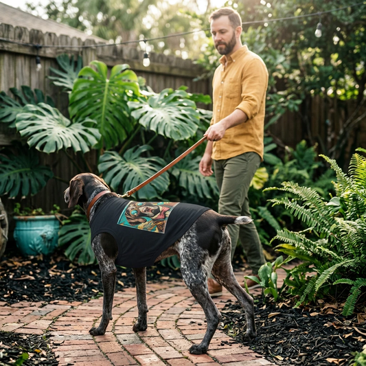 Pet Tank Top German Shorthaired Pointer Wavy Steampunk Design Breathable Shirt CyberMutz Pets Printify