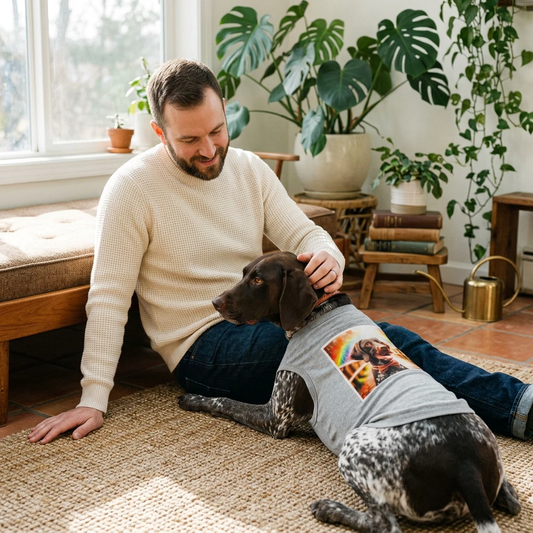 Pet Tank Top German Shorthaired Pointer Rainbow Bridge T Shirt For Dogs With All Day Comfort And Easy Care Fabric Pets Printify