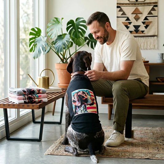 German Shorthaired Pointer Pet Tank Top American Flag Shirt CyberMutz Outdoor Active Dog Apparel Pets Printify