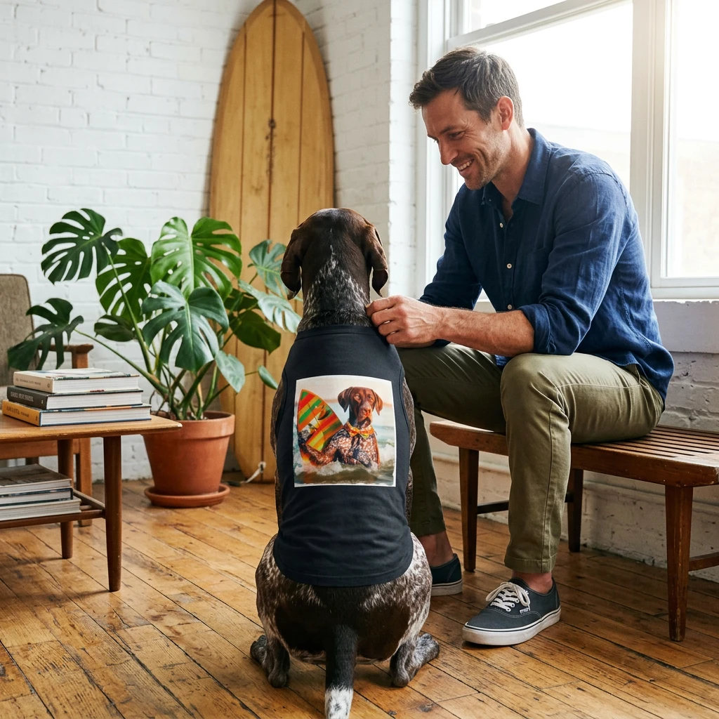 German Shorthaired Pointer Surf Day Pet Tank Top For Dogs Outdoor Adventure T Shirt Pets Printify