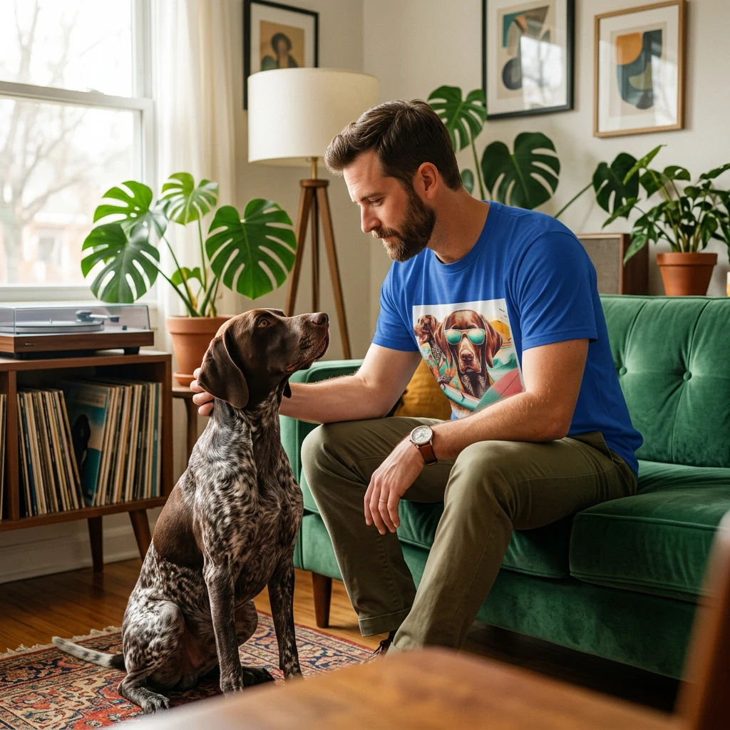 German Shorthaired Pointer Friends Surfing Unisex Tee Soft Style Beach Dog Lover Shirt T-Shirt Printify