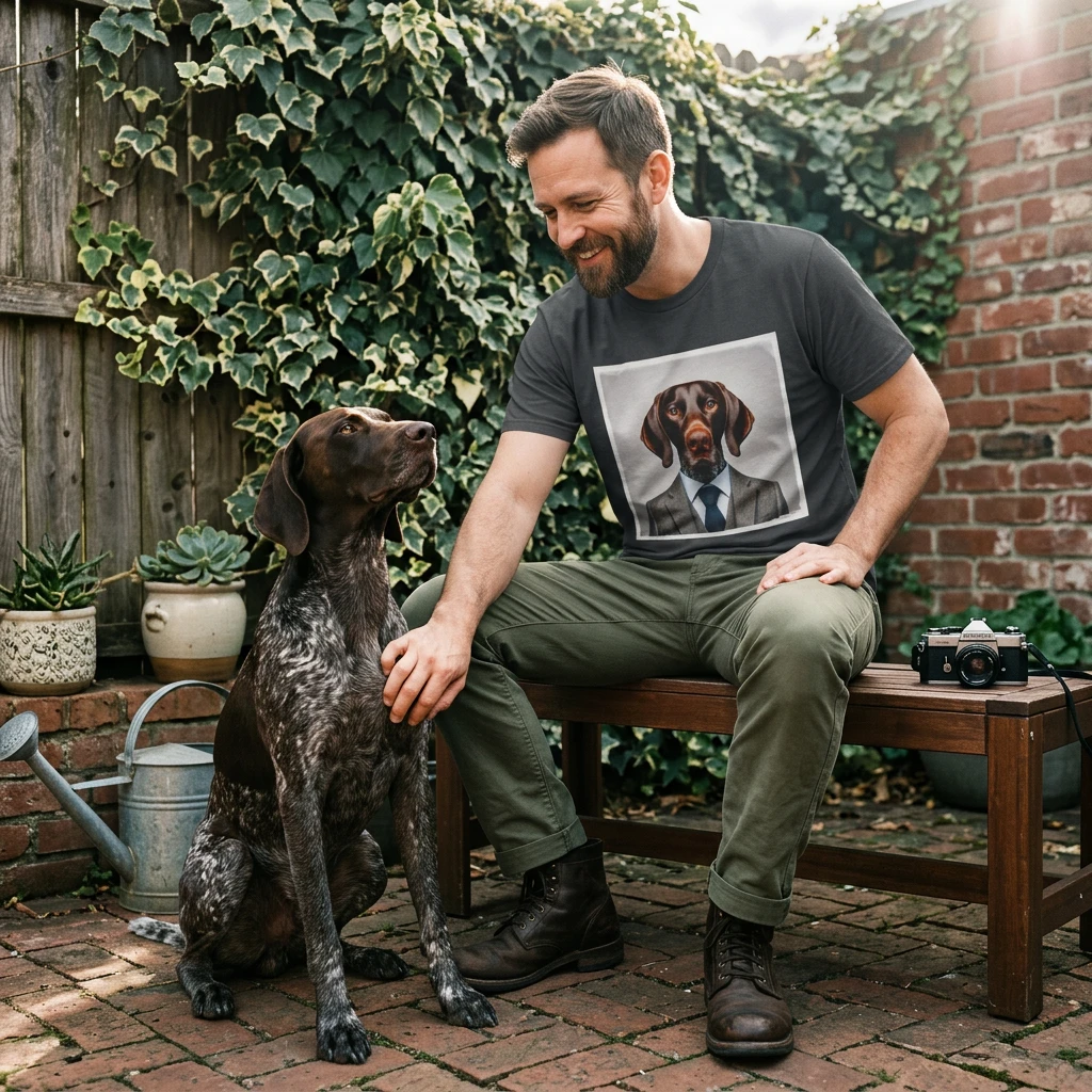 German Shorthaired Pointer T Shirt Made From One Hundred Percent Ring Spun Cotton For Feather Light Comfort T-Shirt Printify