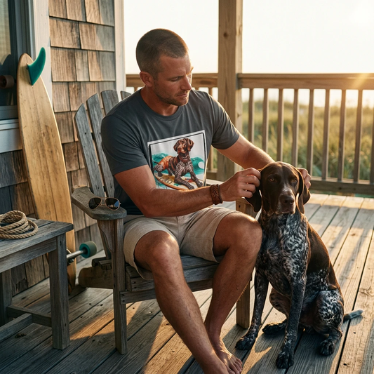 German Shorthaired Pointer Surfing Fun T Shirt For Dog Lovers Unisex Beach Day Tee T-Shirt Printify