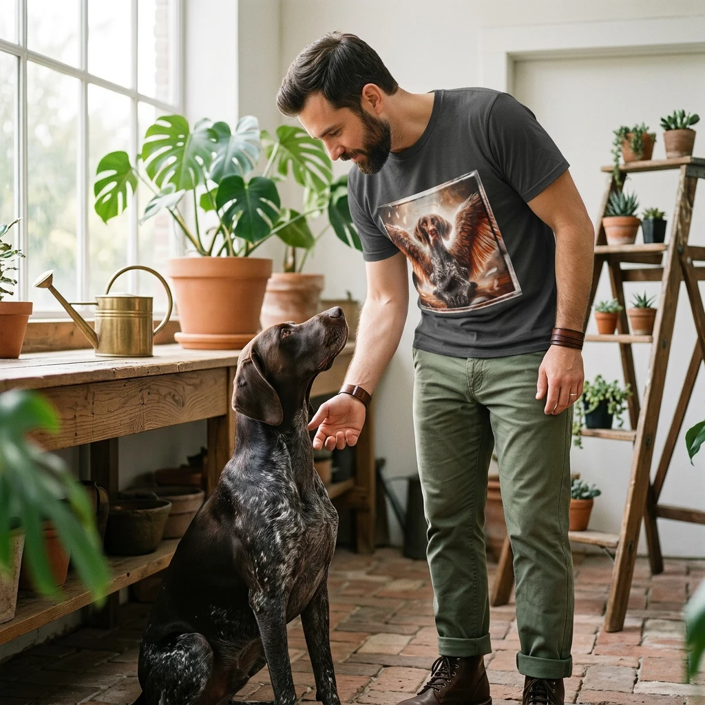 German Shorthaired Pointer Dog Lover T Shirt 100 Percent Ring Spun Cotton Lightweight Tee For Fans Of The Breed T-Shirt Printify