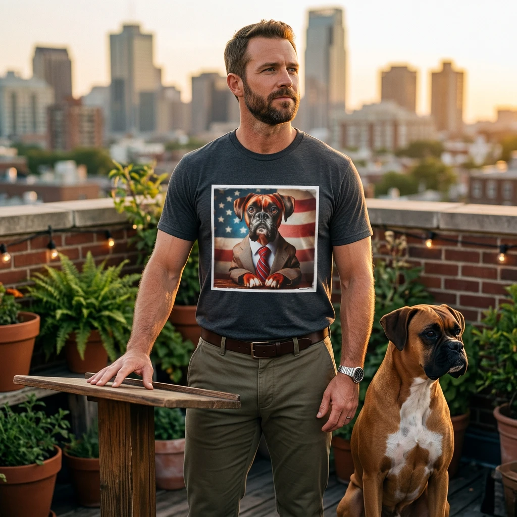 Boxer Presidential Dog Shirt T-Shirt Printify