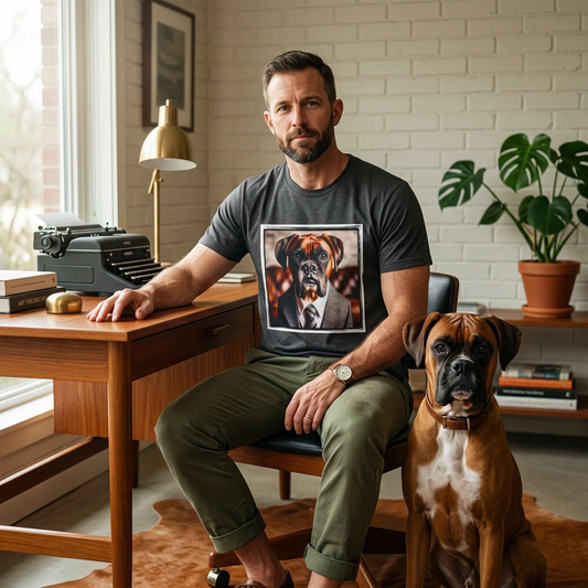Boxer Dog In Suit Shirt Unisex Graphic Tee Premium Cotton Gift For Animal Lovers T-Shirt Printify