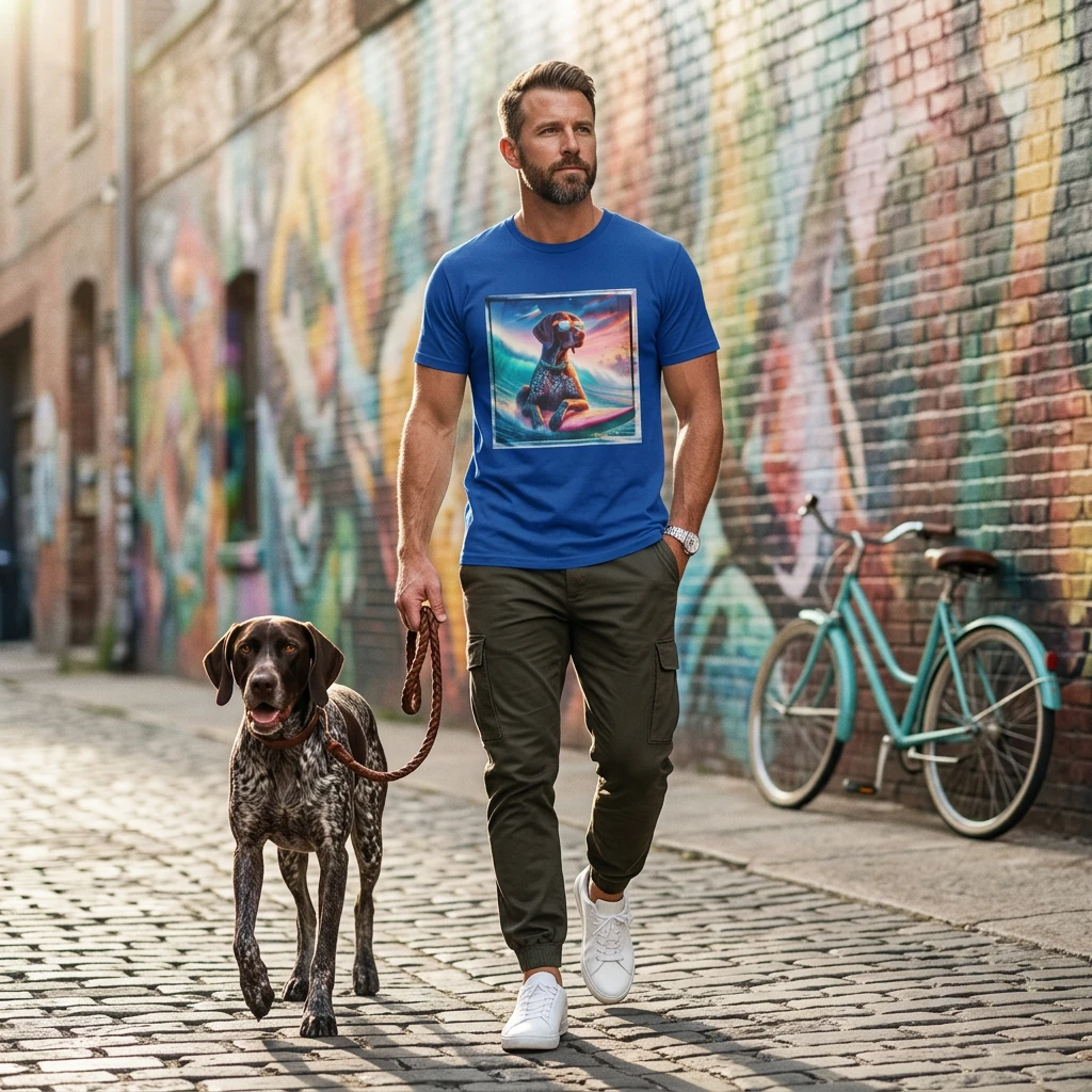 German Shorthaired Pointer Blue Ocean T Shirt For Dog Lovers Eco Friendly Athletic Tee T-Shirt Printify