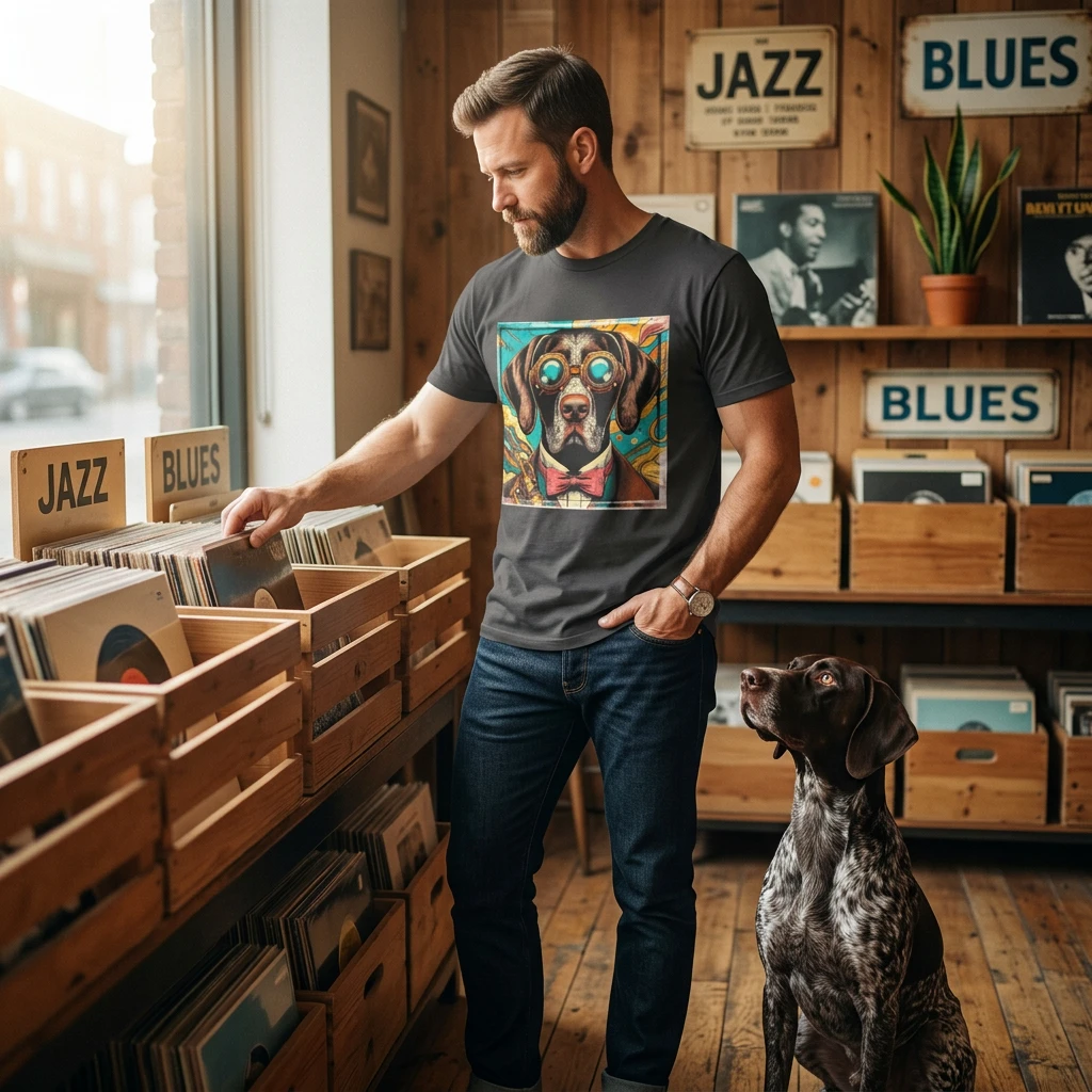 German Shorthaired Pointer Steampunk Colors Tee for Dog Lovers Athletic Breed Casual Comfort T-Shirt Printify