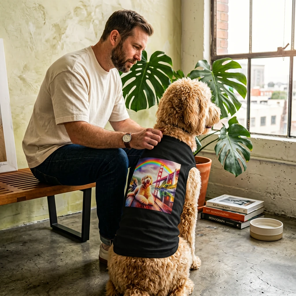 Pet Tank Golden Doodle pretty rainbow shirt Pets Printify