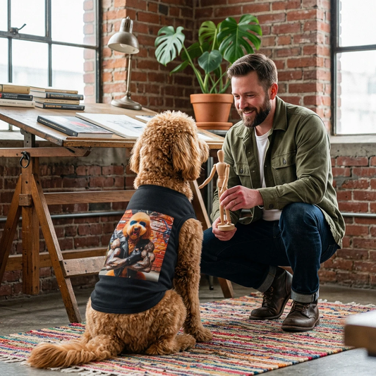 Pet Tank Golden Doodle leather muscles t shirt Pets Printify