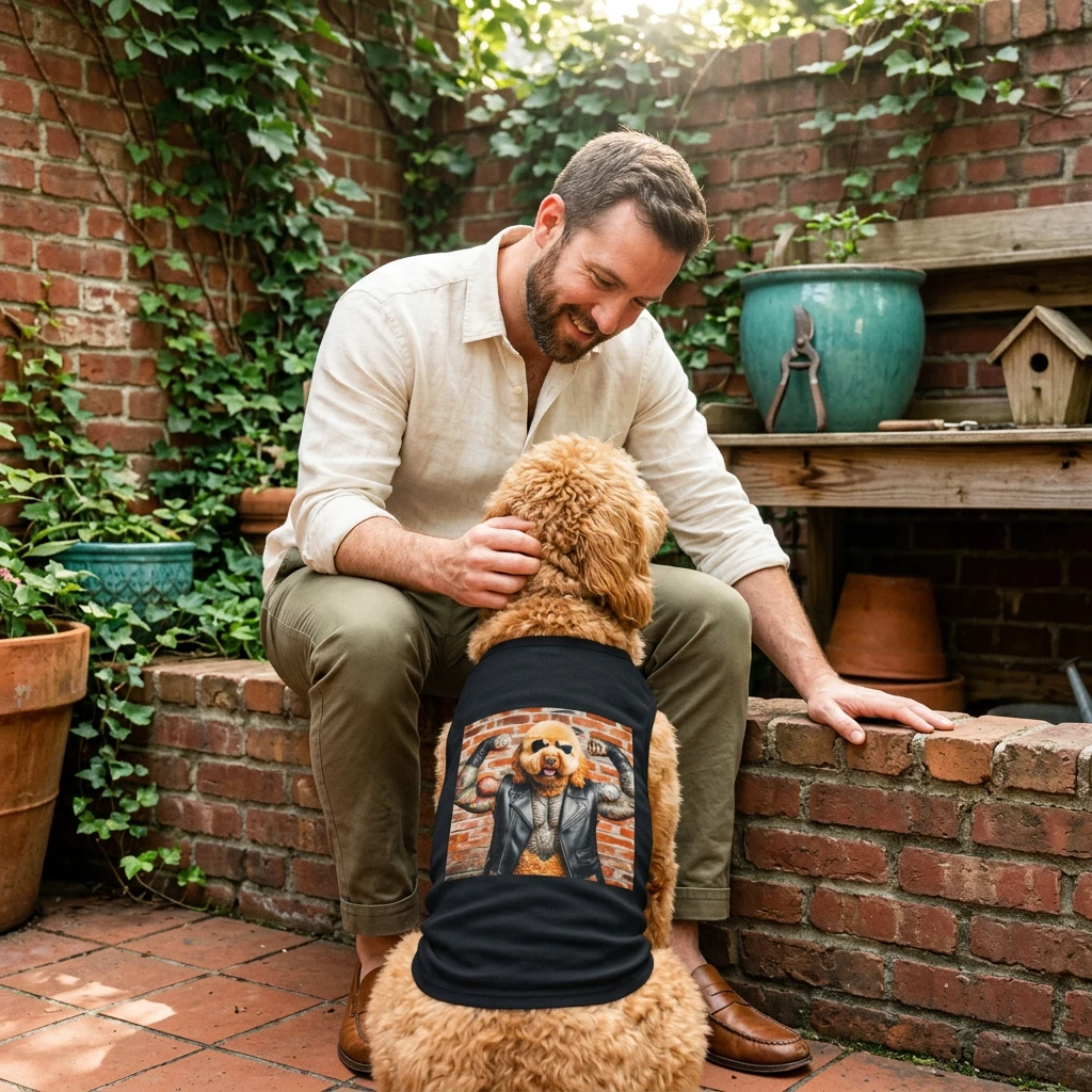 Pet Tank Golden Doodle tough guy shirt Pets Printify