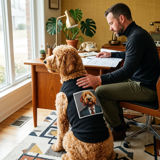 Pet Tank Golden Doodle working businessman shirt Pets Printify