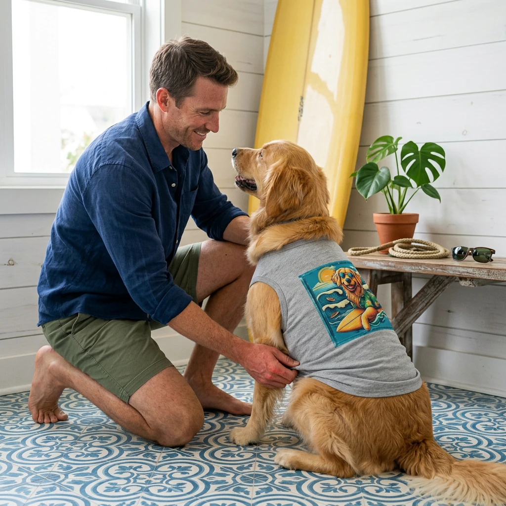 Golden Retriever pet tank top fun in the sun Pets Printify