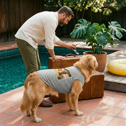 Golden Retriever pet tank top surfing fun Pets Printify