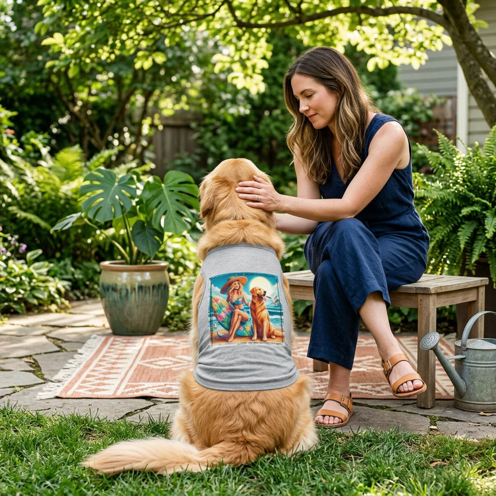 Golden Retriever pet tank top pretty girl Pets Printify