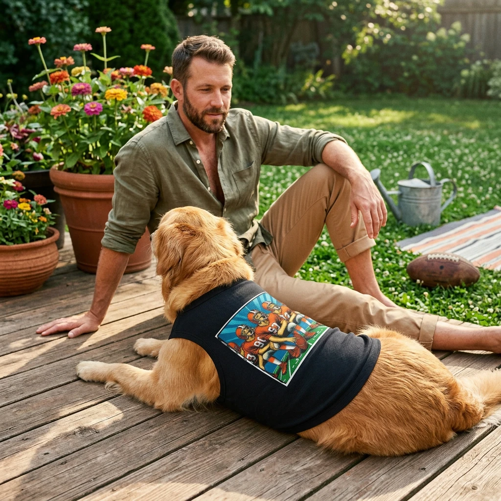 Golden Retriever pet tank top football team Pets Printify