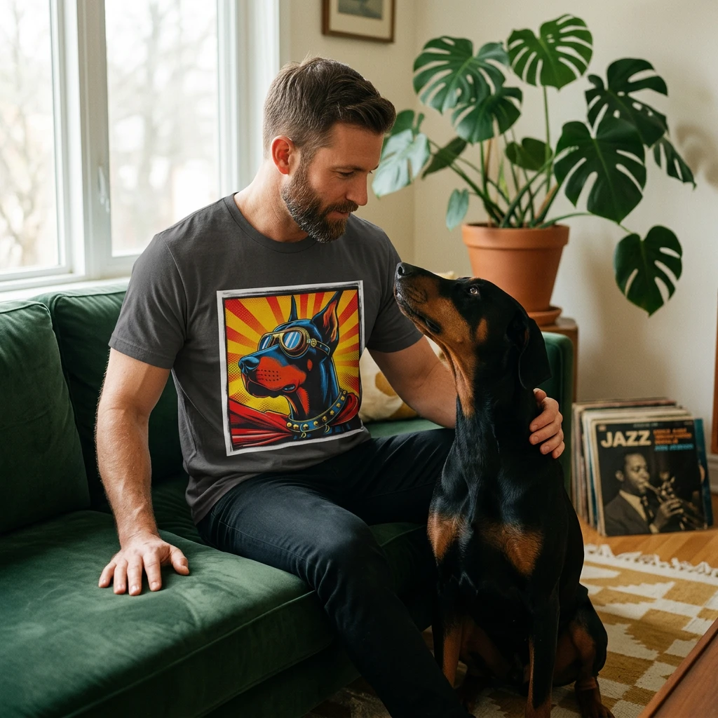 Doberman Colorful Superhero T Shirt For Men And Women Unisex Graphic Tee Dog Lover Gift T-Shirt Printify