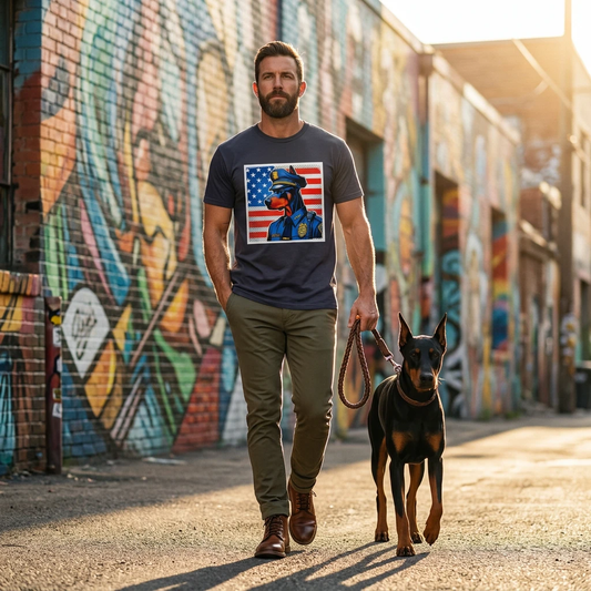 Doberman Police Officer T Shirt Bold Canine Pride For Dog Lovers And Handlers Who Appreciate Loyalty And Courage T-Shirt Printify