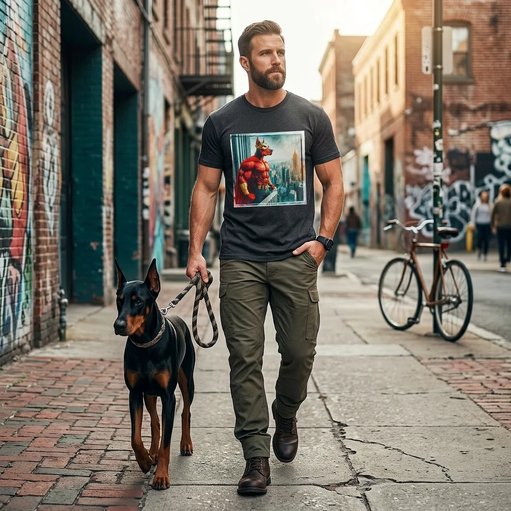 Doberman Spiderman Unisex T Shirt Bold Canine Hero Graphic Tee For Dog Lovers Comic Inspired Design T-Shirt Printify