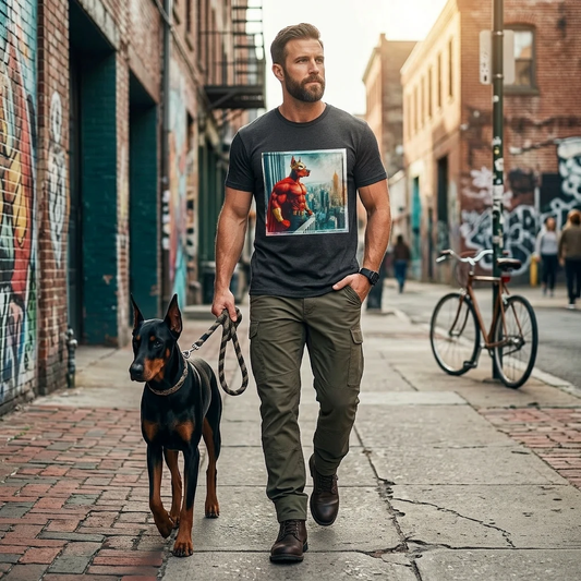 Doberman Spiderman Unisex T Shirt Bold Canine Hero Graphic Tee For Dog Lovers Comic Inspired Design T-Shirt Printify