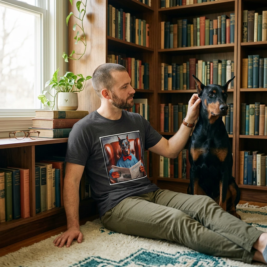 Doberman Sunday Morning T Shirt For Canine Lovers Unisex Soft Style Tee Casual Comfort T-Shirt Printify
