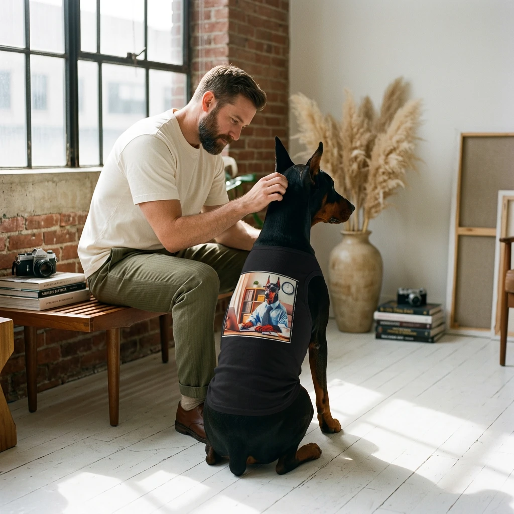 Doberman Pet Tank Top For Active Pets Durable Comfort Athletic Fit Casual Wear Outdoor Walking Photos Pets Printify
