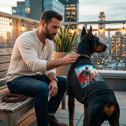 Doberman Pet Tank Top Muscleman Hero Design Soft Breathable Dog Shirt For Active Dogs Pets Printify