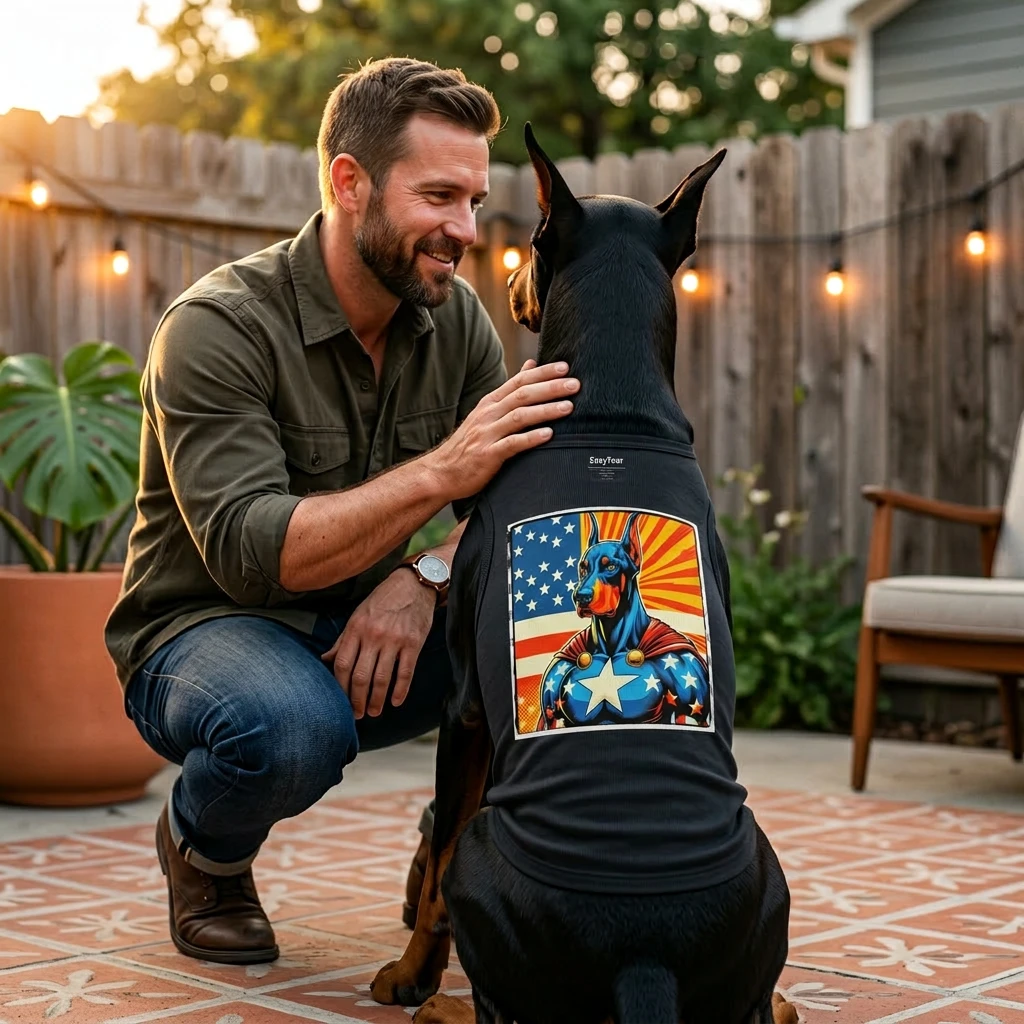 Doberman Superhero Pet Tank Top T Shirt For Dogs Premium Lightweight Athletic Wear For Walks And Playtime Pets Printify