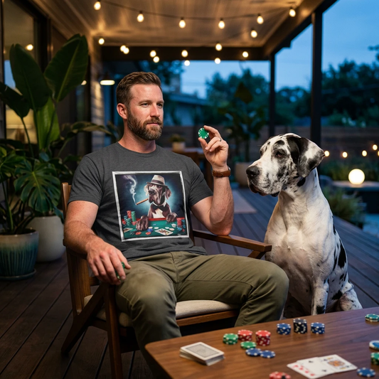 Great Dane poker playing shirt T-Shirt Printify