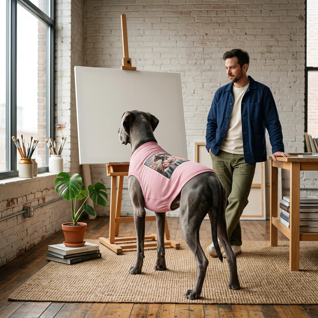 Pet Tank Top Great Dane pretty in pink Pets Printify