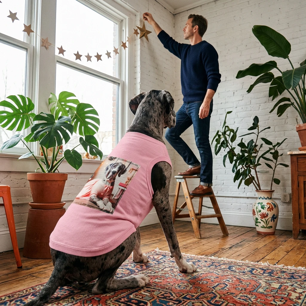 Pet Tank Top Great Dane pink Christmas Pets Printify