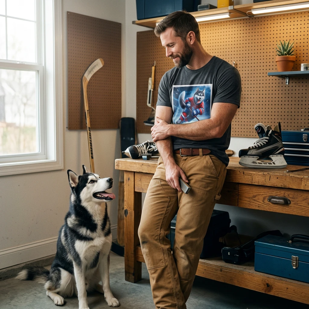 Husky hockey player shirt T-Shirt Printify