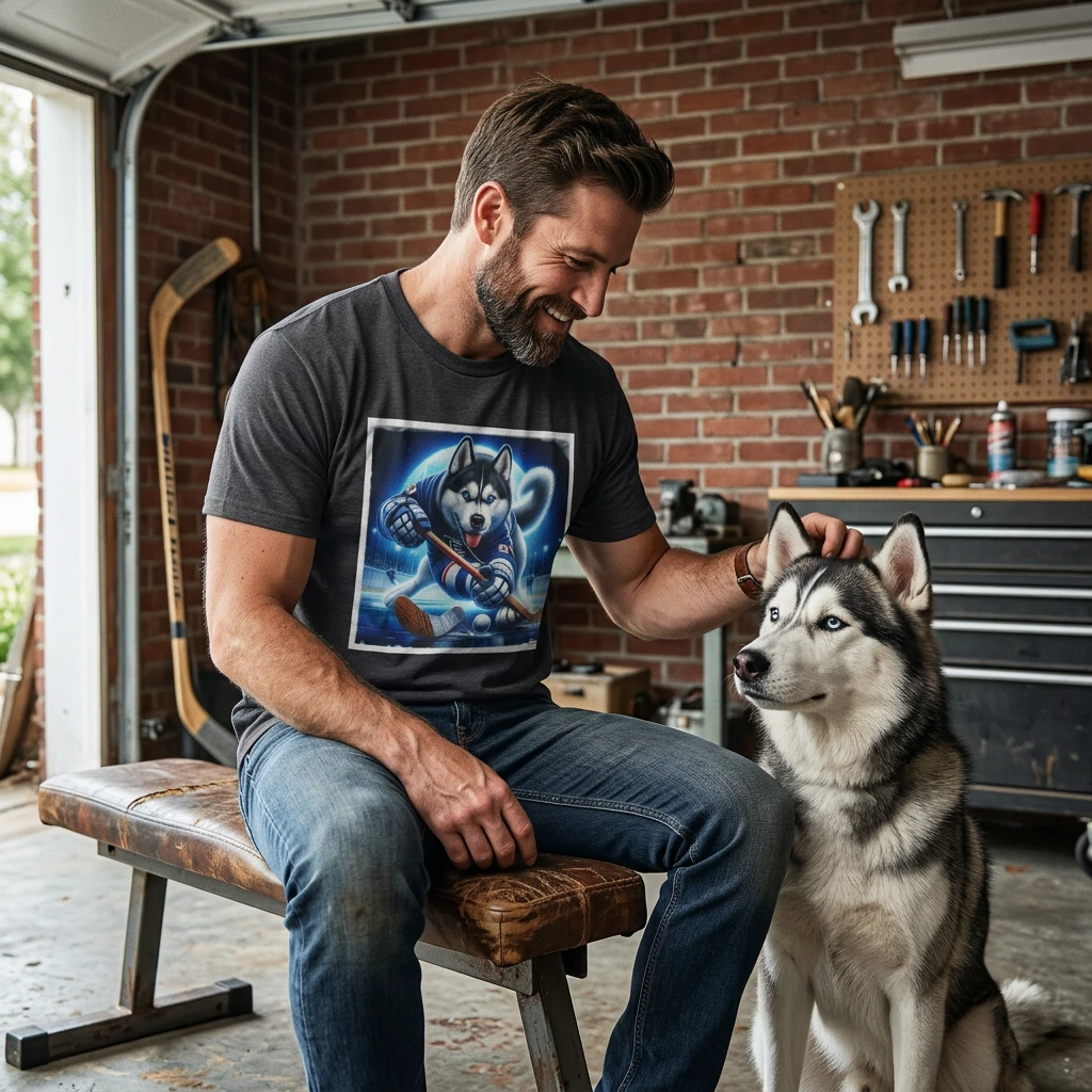 Husky hockey player shirt T-Shirt Printify