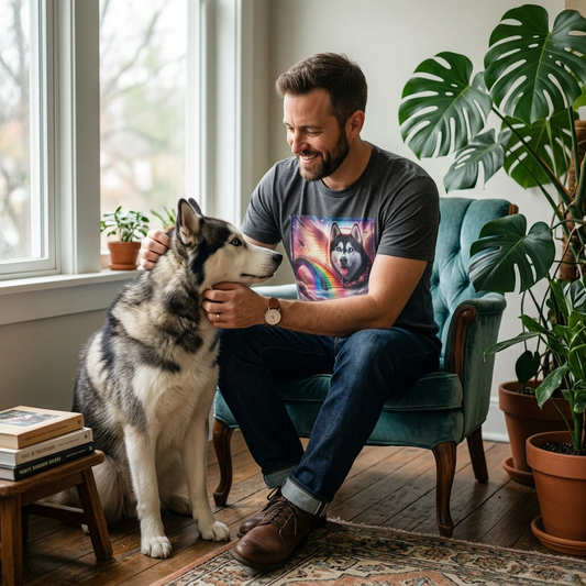 Husky rainbow bridge T-Shirt Printify