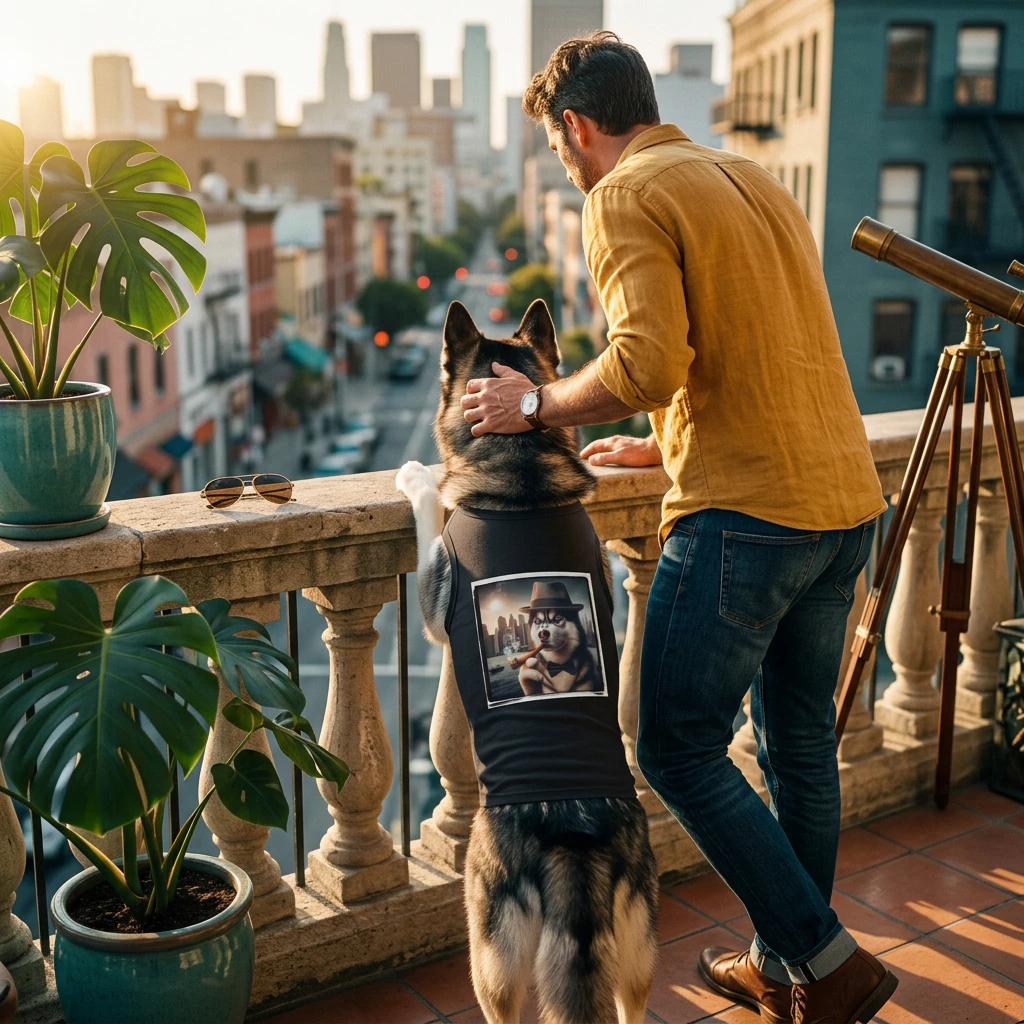 Pet Tank Top Husky pipe smoking Pets Printify