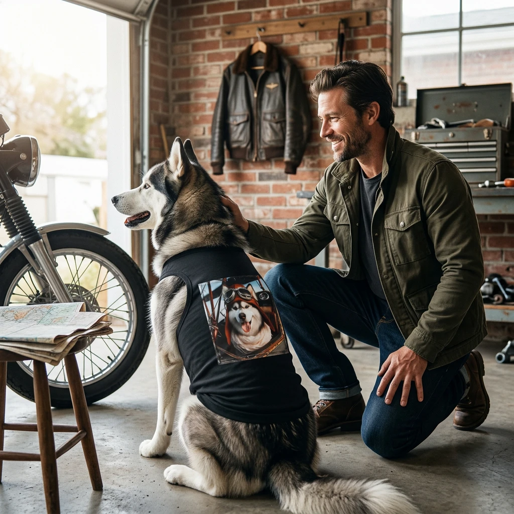 Pet Tank Top Husky pilot Pets Printify
