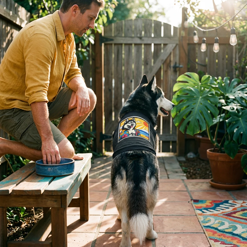 Pet Tank Top Husky beach day Pets Printify