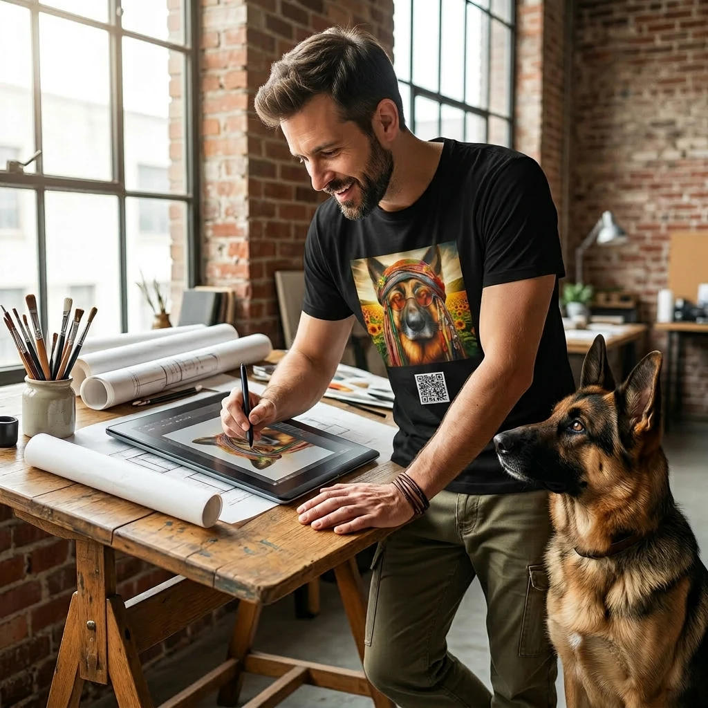 German Shepard hippie shirt T-Shirt Printify