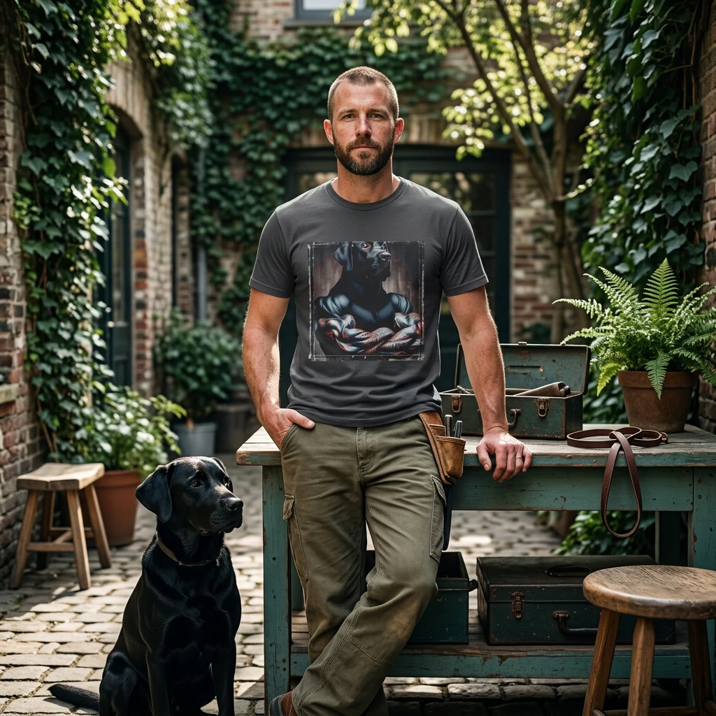 Labrador Retriever big muscles shirt T-Shirt Printify