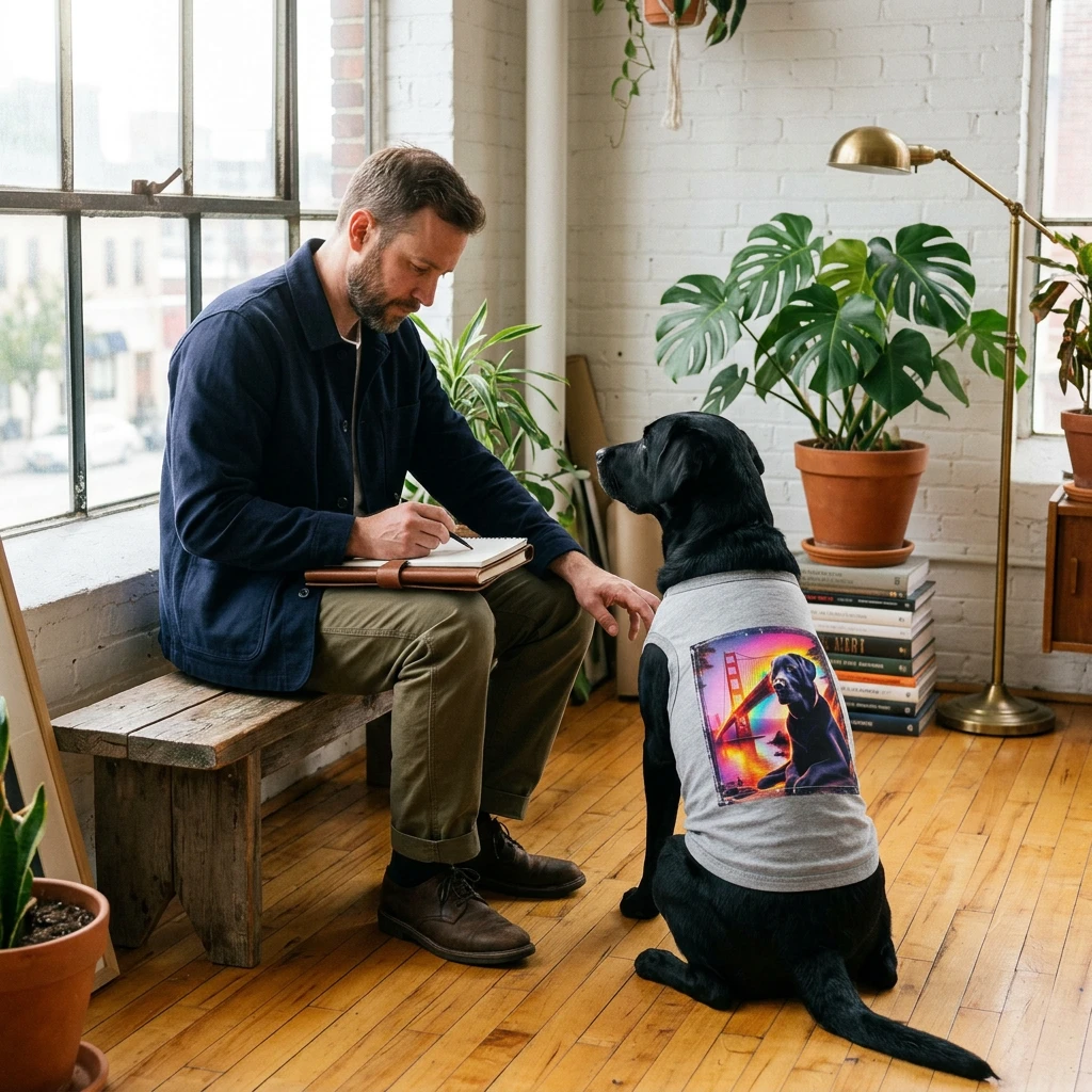 Labrador Retriever pink sky shirt Pets Printify