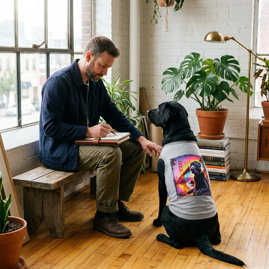 Labrador Retriever pink sky shirt Pets Printify